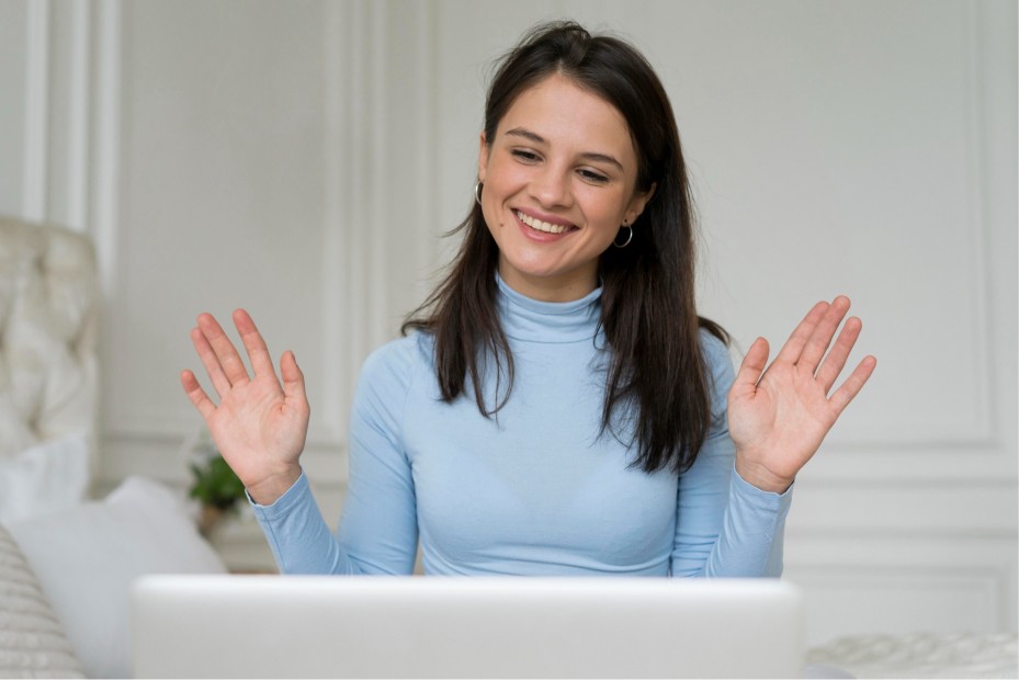 Brunette Woman Having Video Call Therapy