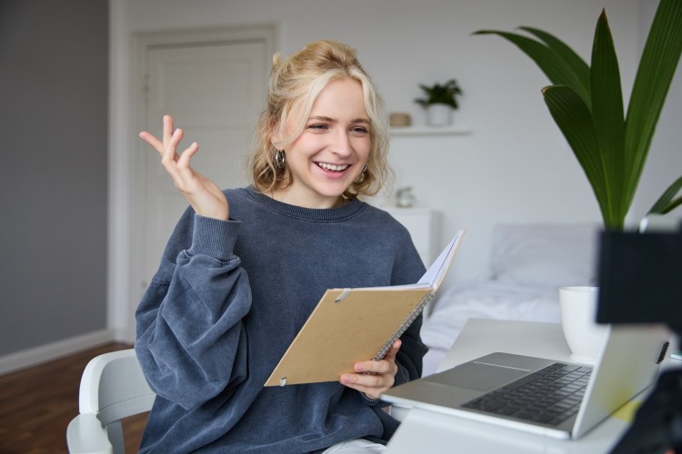 Woman in Telehealth Video Session from Home